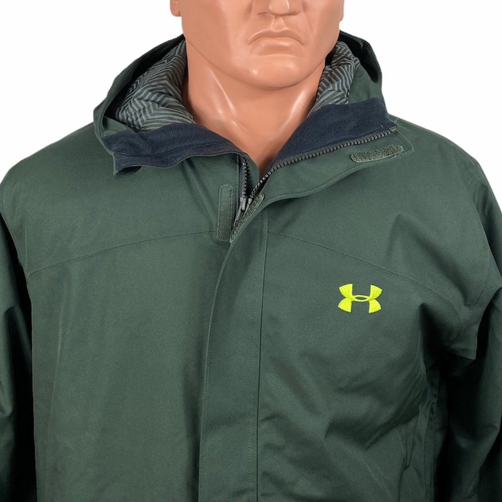 UA Winter Jacket for Men Insulated Green Under Armour Coat Hooded 1280813 310 - Picture 8 of 16